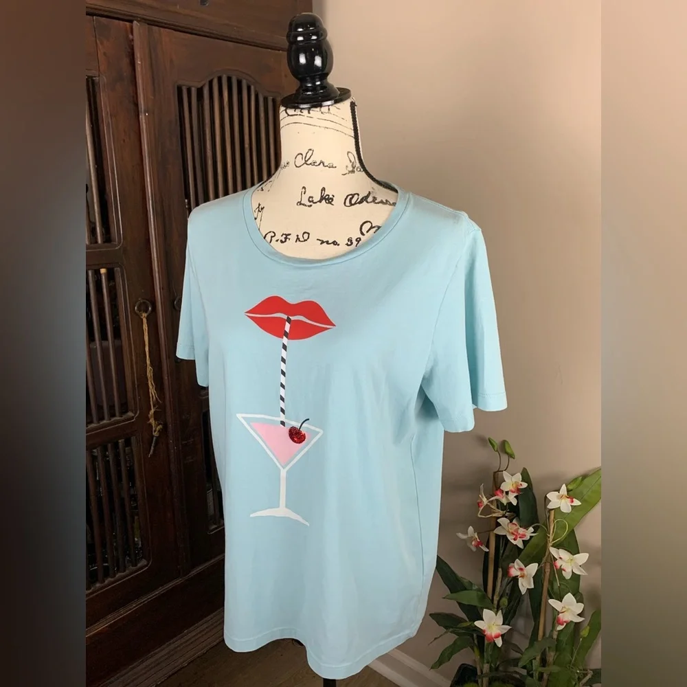 Kate Spade Cocktail Hour Cotton Tee Shirt - Picture 2 of 6